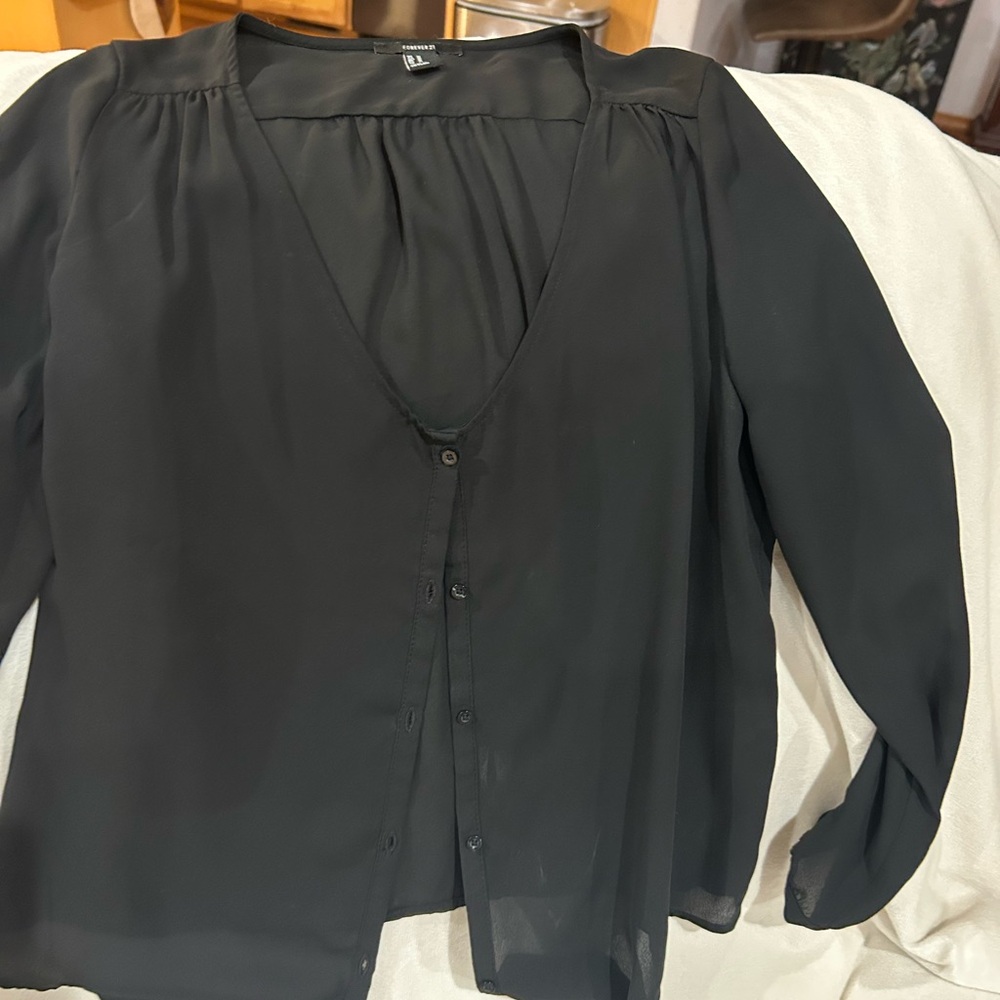 Forever 21 Black Sheer Blouse